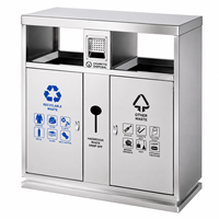 Station de recyclage en acier inoxydable, armoire de tri des déchets avec bac à cigarettes pour bureau, centre commercial, espace public, logo personnalisé