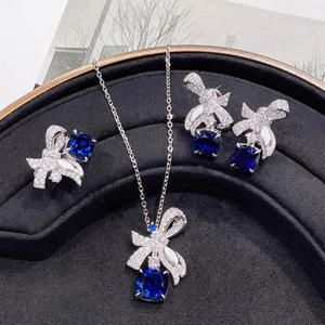 Joyería de plata de ley 925 con incrustaciones de diamantes, conjunto de joyas para fiesta, moissanita certificada GRA, joyería de plata 925 al por mayor - Product Image 1