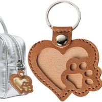 Gantungan Kunci Kulit Berbentuk Dog Tag dengan Liontin Berlian Imitasi, Aksesori Buatan Tangan, Liontin Geometris, Kantong Kunci Kontemporer
