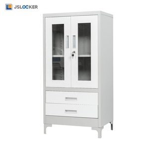 Gabinetes de acero personalizados de fábrica, puerta de vidrio abatible, gabinete de oficina de Metal, diseño moderno, gabinete de almacenamiento de archivos de oficina ajustable - Product Image 3