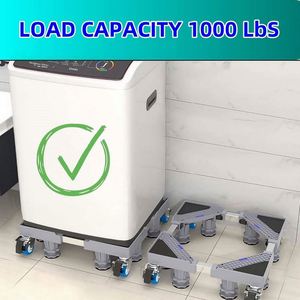 Carro de lavado de 4 ruedas con doble barra fija mejorada, estante ajustable de alta resistencia para lavadora con 4 ruedas bloqueables y 4 patas fuertes - Product Image 4