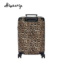 Valise à roulettes de 20 pouces avec serrure TSA, imprimé léopard, coque rigide en ABS, revêtement en cuir PU, légère et imperméable pour les voyages