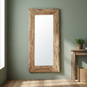 Espejo de Pared Decorativo Hecho a Mano con Marco de Madera Natural, Diseño Moderno y Lujoso, Grabado Personalizado, Ecológico, para Bodas y Sala de Estar - Product Image 1