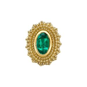 Bijou de piercing fin en or massif 14K, à fixation sans filetage, motifs fleur, feuille, trèfle, éventail, patte, pour cartilage, hélix, labret, avec dos plat et système push-in - Product Image 2