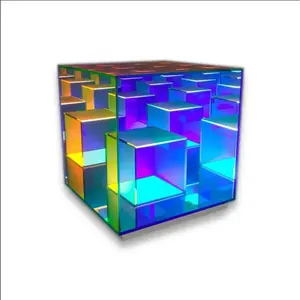 Tùy Chỉnh Bảng Đèn Cầu Vồng Acrylic LED Cube Hiển Thị Ánh Sáng Hộp óng Ánh Acrylic LED Hiển Thị Cubes Đối Nhà Thanh