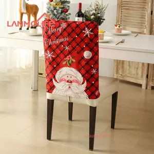 Low Price Non-Woven Christmas Chair Slipcovers Plain Stretch Xmas Dining Room Covers for Wedding Banquet Hotel Chairs