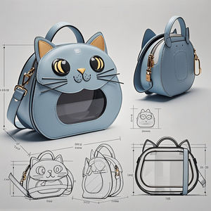 Sac Ita en forme de chat privé multicolore personnalisé avec fermeture à glissière doublure en polyester insert imprimé pour l'organisation du stockage - Product Image 2