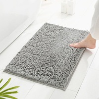 Tapis de bain en chenille uni de luxe FIGOO, tapis de sol à séchage rapide, tapis épais et moelleux pour la décoration de la salle de bain