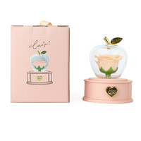 Offre Spéciale Cadeau de Noël : Boîte Cadeau Bijoux Fleur Éternelle Pomme sous Couvercle Acrylique, pour Bague de Demande en Mariage, Collier et Boucles d'Oreilles