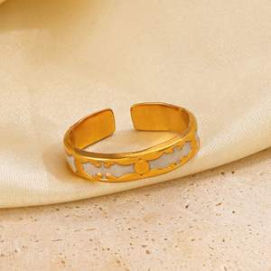 New Hip Hop Gold Plated Stainless Steel Open Adjustable Circle Drip <strong>Oil</strong> Finger Ring for Women Jewelry - Product Image 4