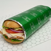 Papier d'emballage en aluminium avec logo personnalisé, écologique, résistant à la graisse, jetable, biodégradable, de qualité alimentaire, pour hamburgers et en-cas