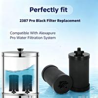 Filtre à eau de remplacement compatible Alexapure 2387 Pro noir, haute capacité, longue durée de vie, pour système de filtration par gravité
