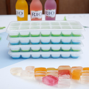 Molde de silicona CL168 al por mayor con 14 rejillas y tapas para cubitos de hielo, para congelador, pasteles, pudín, chocolate, molde de grado alimenticio - Product Image 2