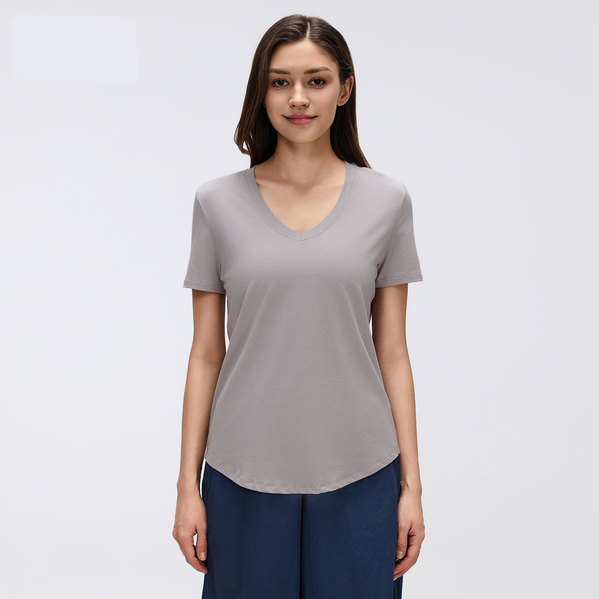 Custom Logo Breathable Sport T-Shirt Women's Loose Fit V-Neck Short Sleeve T-Shirt Sportswear Casual Yoga T Shirt