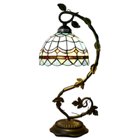 Lampe de table moderne en verre teinté avec base en métal en forme de feuille, AC E26, pour petit espace, chambre, hôtel, projet commercial, bureau
