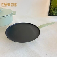 Poêle à frire en fonte émaillée de titane légère de haute qualité, poêle plate Tawa, poêle à crêpes ronde, poêle à crêpes Teppanyaki, poêle grill plate