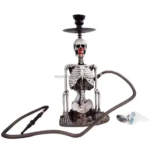 광주 Woyu Narguile Chicha 뼈 Huka Shisha 수지 LED 해골 모양 물 담뱃대