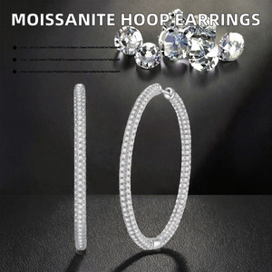 GRA Certified 10.98CTW Moissanite <b>Hoop</b> <b>Earrings</b> | 925 Sterling <b>Silver</b> Platinum Plated Full Pave Elegant fine Jewelry <b>for</b> <b>women</b> - Product Image 2