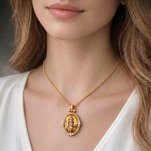 Collana con Ciondolo Classico Gufo Atena della Saggezza, in Ottone Placcato Oro, con Moneta, Smalto a Mano e Zirconi, Amuleto Talismano, <span class=keywords><strong>Prezzo</strong></span> di Fabbrica - Product Image 3