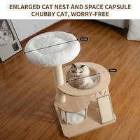 Tour d'escalade pour chat tout-en-un 4 niveaux en chêne massif, durable et écologique, avec griffoir en carton et plateforme de saut