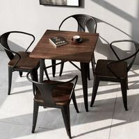 Moderne Holz-Café-Restaurant Fast-Food-Bar Esszimmermöbel Stapelbare Vintage Bistro Tisch- und Stuhl-Sets