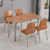 Vente en gros de mobilier de cantine moderne pour restauration rapide, 4/2 places, table et chaises en bois pour restaurant, cafétéria, à vendre