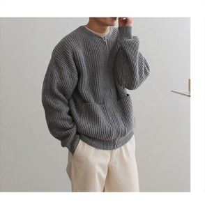 2025 Chất Lượng Cao Cotton Pha Trộn Dây Kéo Gân Cardigan Bán Buôn Biểu Tượng Tùy Chỉnh Người Đàn Ông Của Mùa Đông Áo Len OEM Hàng Dệt kim Ấm - Product Image 3