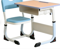 Ensemble bureau et chaise réglables en hauteur pour enfants, idéal pour les élèves du primaire et du secondaire, usage domestique et cours de formation