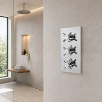 Robinet de douche thermostatique encastré carré à 3 poignées en laiton chromé poli