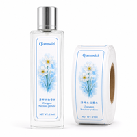 Étiquettes personnalisées pour flacons de parfum 15 ml - Rouleaux d'autocollants en papier d'art imprimé bleu pour flacons de parfum Narcissus et cosmétiques