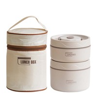 Accueil Trois ensembles de boîtes à lunch Conteneurs de stockage des aliments en acier inoxydable Boîte à bento portable pour le camping de nuit