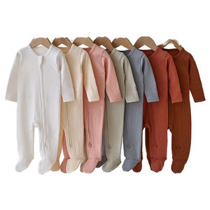 Pyjama grenouillère en bambou pour bébé Pyjama à fermeture éclair en bambou Vêtements personnalisés pour nouveau-né Vêtements d'automne en bambou pour enfants - Product Image 1