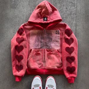 कपास लंबे समय के लिए 400 जीएसएम भारी कपास के साथ विंटेज स्वीटशर्ट और हरी परेशान हुडी 100% - Product Image 1