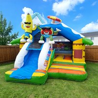 Château gonflable commercial à thème banane avec toboggan, pour intérieur et extérieur, pour parc d'attractions, pour enfants