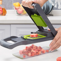 Multifunctionele plastic groente- en fruitchopper, nieuwe keukenhulp, handmatig, PP & aluminium, voor fruit & groenten