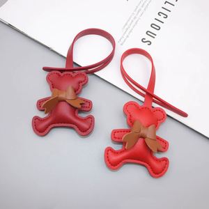 New <b>Cute</b> Cartoon <b>Bear</b> Backpack Keychain Popular PU Light Keychain with Pendant Bag Charm for Decorations - Product Image 3