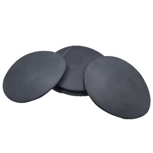 Pierre noire ovale aplatie, fabriquée à la machine, 108x89x11.8mm, avec motif lune et étoile, pour usage décoratif - Product Image 4