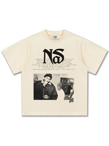 T-shirt graphique vintage Nas pour homme, coton lourd 300G, imprimé portrait rétro années <span class=keywords><strong>90</strong></span> Hip Hop <span class=keywords><strong>Rap</strong></span>, streetwear oversize - Product Image 4