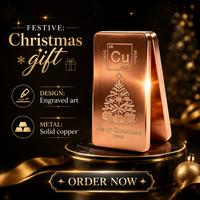 Barre de cuivre de Noël 999 de 1000g, pure, gravée au laser, finition brossée, cadeau
