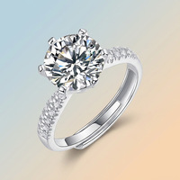 Bague Éternité en Argent S925 Électroplaqué, Moissanite Luxe Léger, Forme Géométrique, Sertissage à Six Griffes, Design Femme pour Mariage