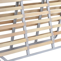 Cadre de lit moderne Queen Size en fer et bois (pin/érable/peuplier) pliable avec rangement, durable, réglable, écologique, robuste et facile à monter