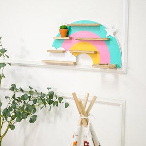 Étagère murale en bois pour enfants, boîte à tonalité et figurines auditives - Product Image 5