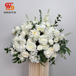 Boule de fleurs artificielle en rose blanche de qualité supérieure, 3D 5D, 60 cm, pour décoration de centre de table de mariage - Product Image 4