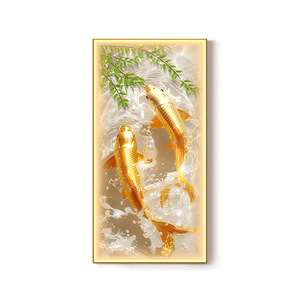 Personalizzato moderno <span class=keywords><strong>di</strong></span> lusso LED Koi pesce animale arte della parete astratta natura morta <span class=keywords><strong>di</strong></span> cristallo <span class=keywords><strong>di</strong></span> porcellana pittura per soggiorno decorazione della casa - Product Image 5