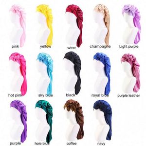 Bonnet de nuit et de protection capillaire long en satin avec logo personnalisé et queue ajustable pour femme adulte, idéal pour une utilisation quotidienne en extérieur, toutes saisons - Product Image 2