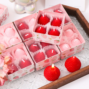 Bougie parfumée pour gâteau d'anniversaire, bougie décorative parfumée à la fraise, bougies aromathérapeutiques à la fraise - Product Image 5