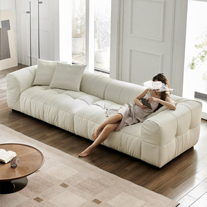 Divano Nordico per Soggiorno, Divano Modulare ad Angolo a Forma di L, Divano a 2 Posti <span class=keywords><strong>Beige</strong></span> Confortevole in Tessuto per Casa - Product Image 4