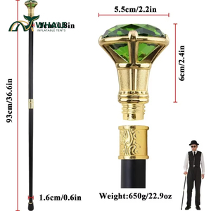 Bastón <span class=keywords><strong>de</strong></span> Trekking Plegable <span class=keywords><strong>de</strong></span> Dos Secciones, Ligero, con Punta Dorada y Diamantes, Diseño Decorativo <span class=keywords><strong>de</strong></span> Cuatro Lados, Mango Negro Liso, Resistente - Product Image 2