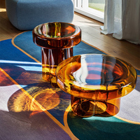 Table basse moderne et simple en verre, table d'appoint en verre, table à thé, table d'angle