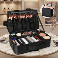 Trousse de transport professionnelle pour artistes, avec compartiments ajustables, pour maquillage, bijoux et accessoires numériques